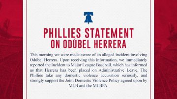 The Phillies Statement regarding Odúbel Herrera