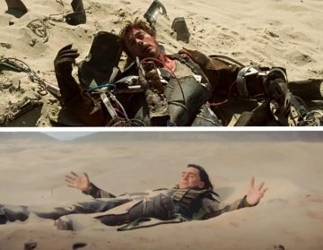 After the events of Avenger's Endgame, it's only right to pay homage to Marvel's beloved character of Iron Man. In Loki TV series, the first shot is reminicient of Tony Stark waking up in the desert.